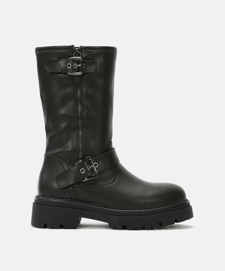 Botas biker negras media caña image number null